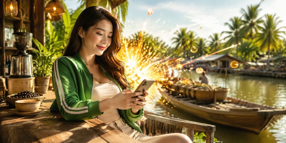 Người dùng miền Tây ngồi cạnh sôngMekong, xem tỷ lệ cá cược bóng đá trên điện thoại